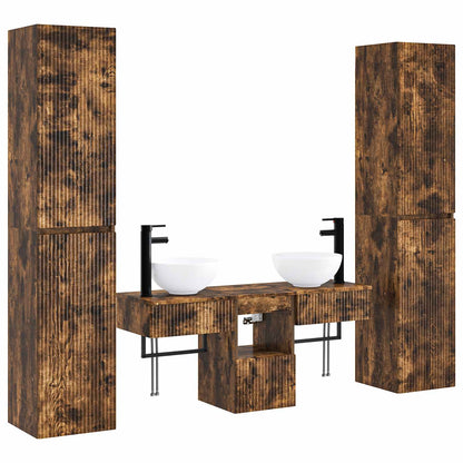 vidaXL Bathroom Furniture Set 5 pcs Smoked Oak 33 x 34.5 x 160 cm