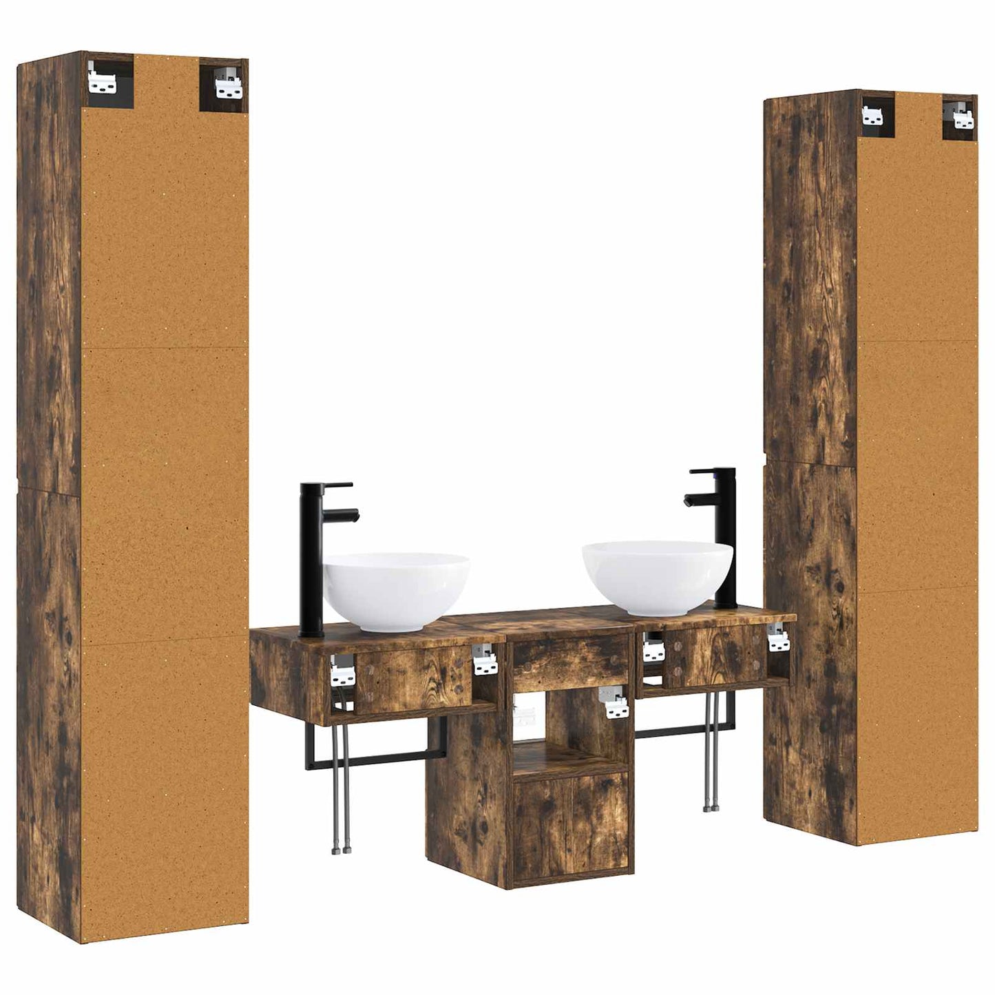 vidaXL Bathroom Furniture Set 5 pcs Smoked Oak 33 x 34.5 x 160 cm