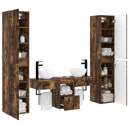 vidaXL Bathroom Furniture Set 5 pcs Smoked Oak 33 x 34.5 x 160 cm