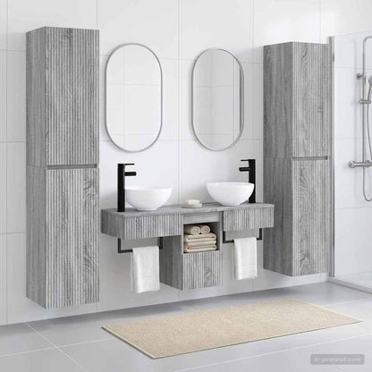 vidaXL Bathroom Furniture Set 5 pcs Grey Sonoma 33 x 34.5 x 160 cm