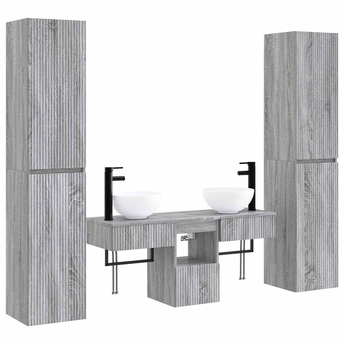 vidaXL Bathroom Furniture Set 5 pcs Grey Sonoma 33 x 34.5 x 160 cm