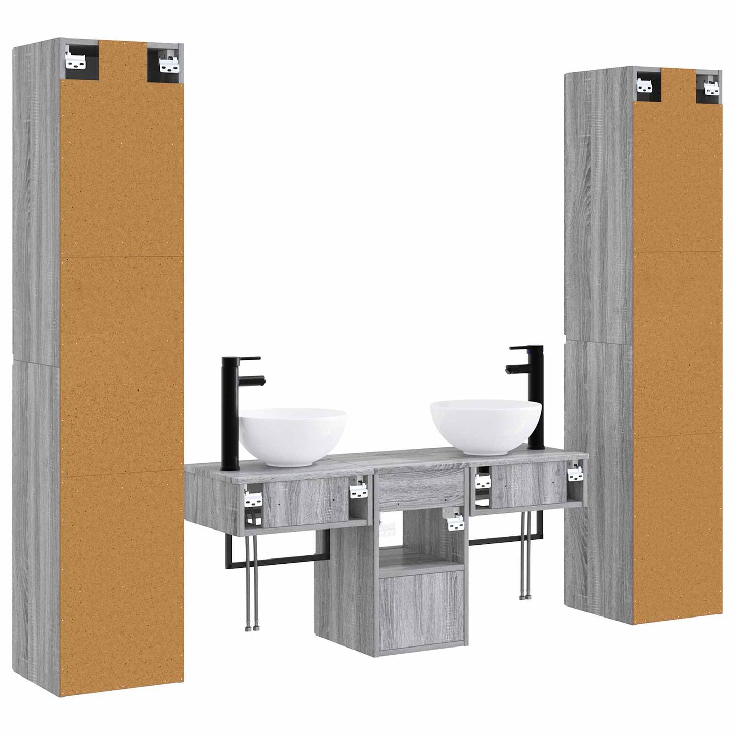 vidaXL Bathroom Furniture Set 5 pcs Grey Sonoma 33 x 34.5 x 160 cm
