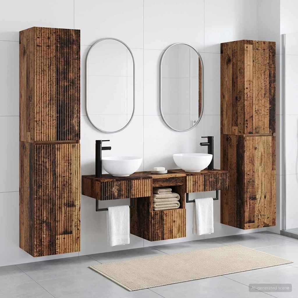 vidaXL Bathroom Furniture Set 5 pcs Old Wood 33 x 34.5 x 160 cm