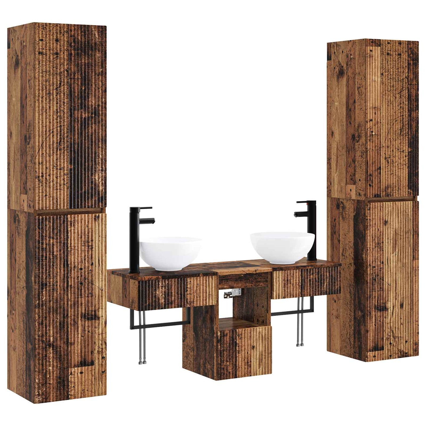 vidaXL Bathroom Furniture Set 5 pcs Old Wood 33 x 34.5 x 160 cm