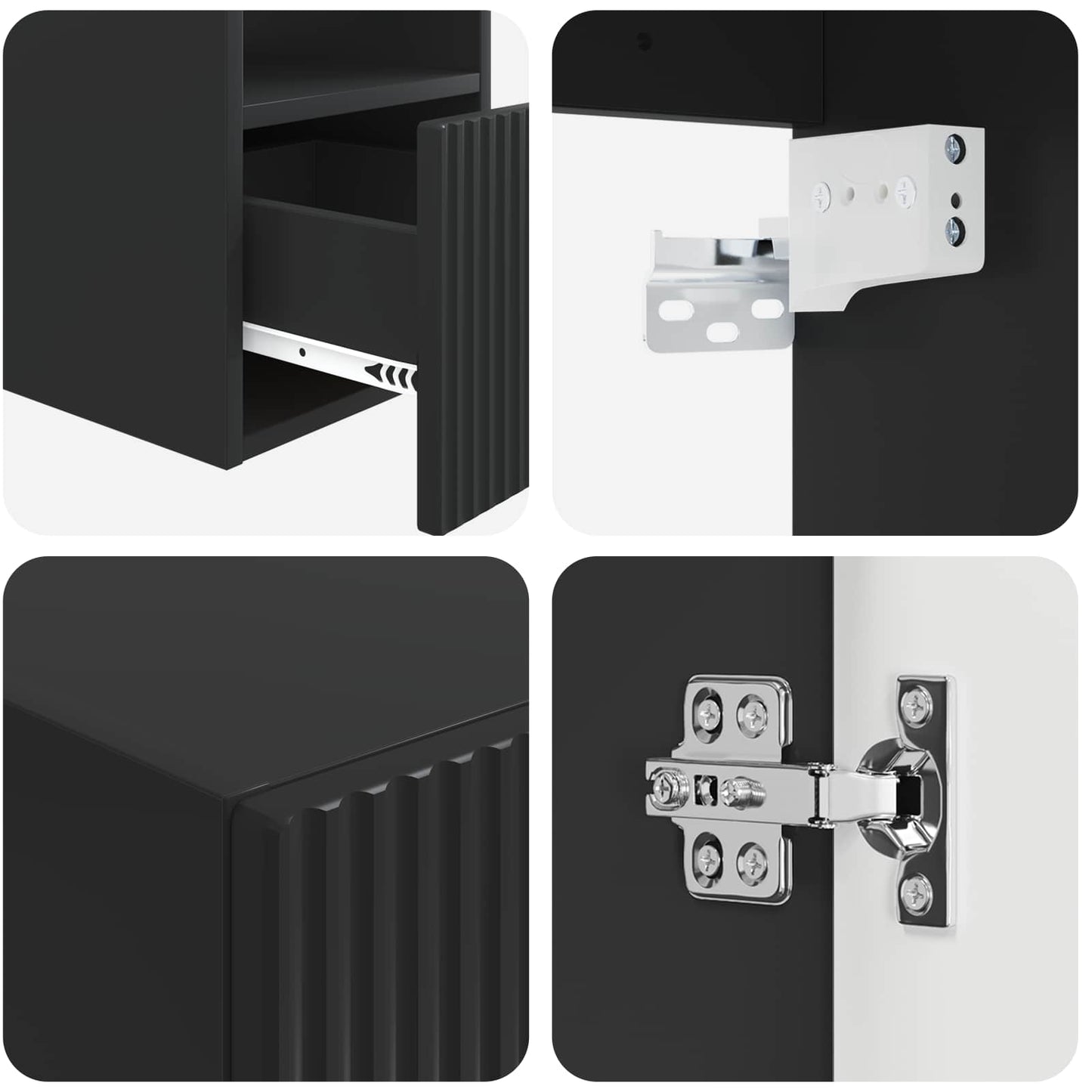 vidaXL Bathroom Furniture Set 5 pcs Black 33 x 34.5 x 160 cm