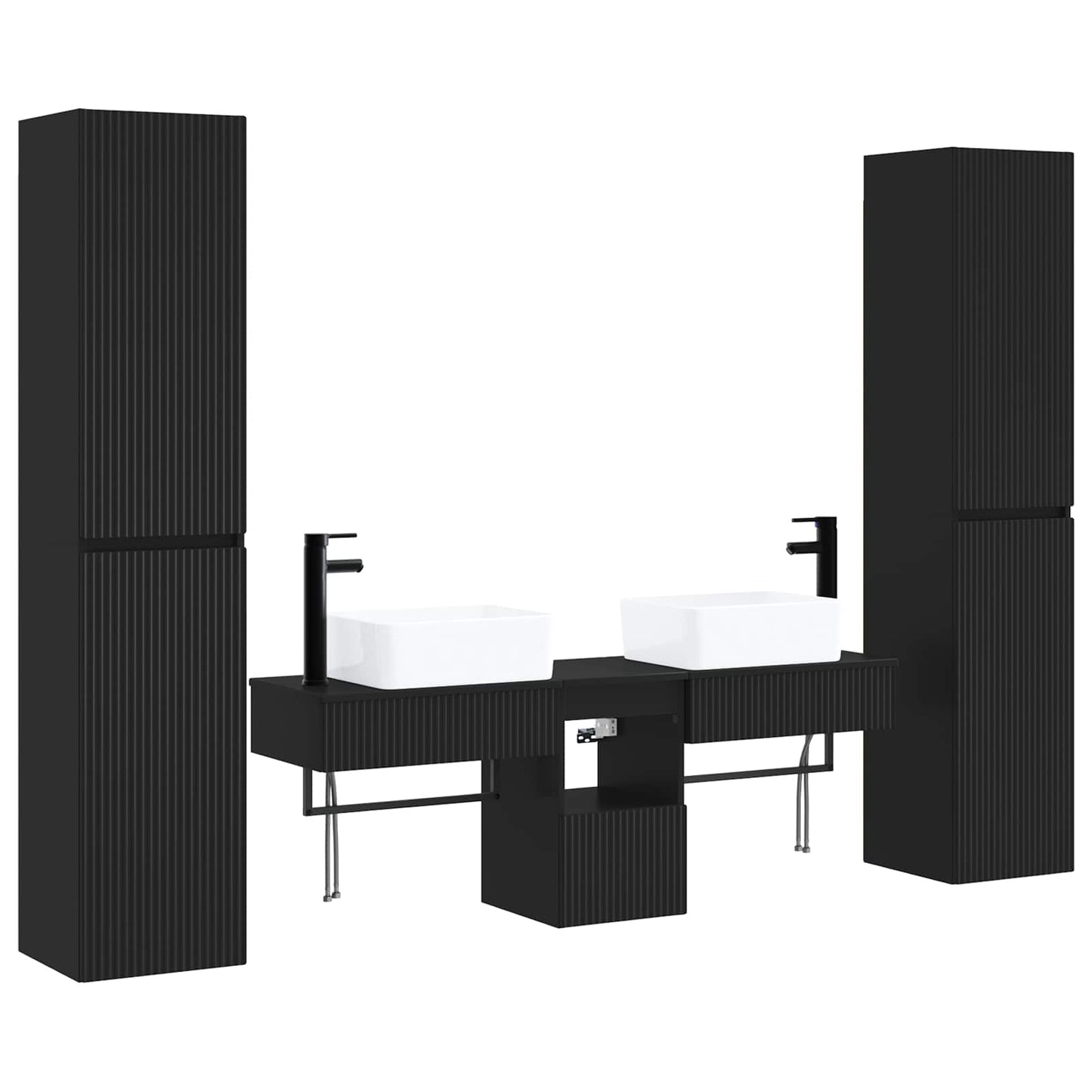vidaXL Bathroom Furniture Set 5 pcs Black 33 x 34.5 x 160 cm