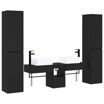 vidaXL Bathroom Furniture Set 5 pcs Black 33 x 34.5 x 160 cm