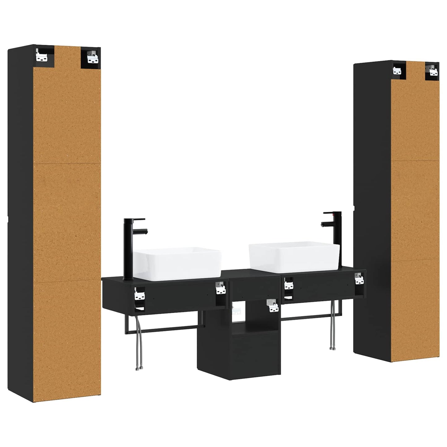 vidaXL Bathroom Furniture Set 5 pcs Black 33 x 34.5 x 160 cm
