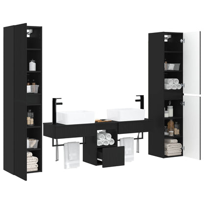 vidaXL Bathroom Furniture Set 5 pcs Black 33 x 34.5 x 160 cm