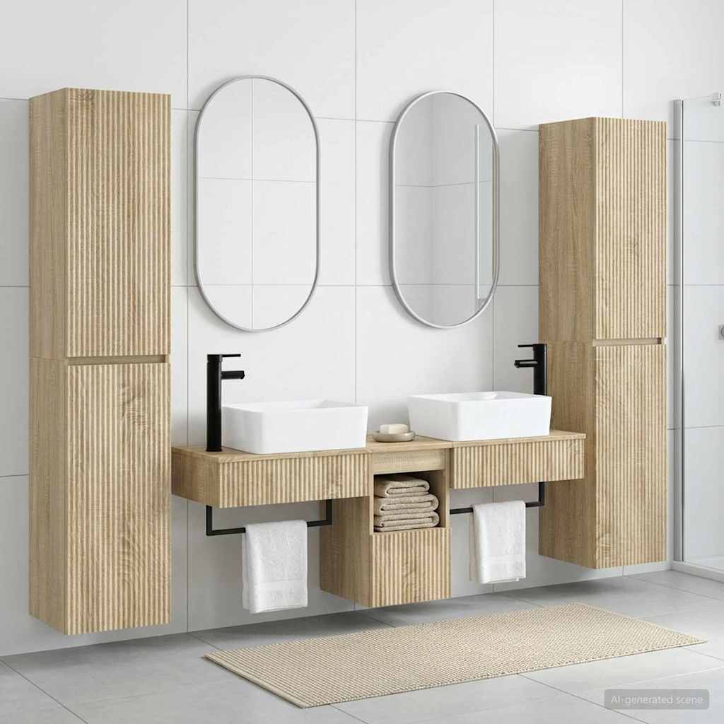 vidaXL Bathroom Furniture Set 5 pcs Sonoma Oak 33 x 34.5 x 160 cm