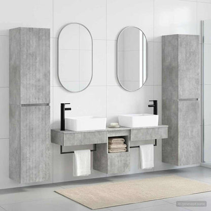 vidaXL Bathroom Furniture Set 5 pcs Concrete Grey 33 x 34.5 x 160 cm