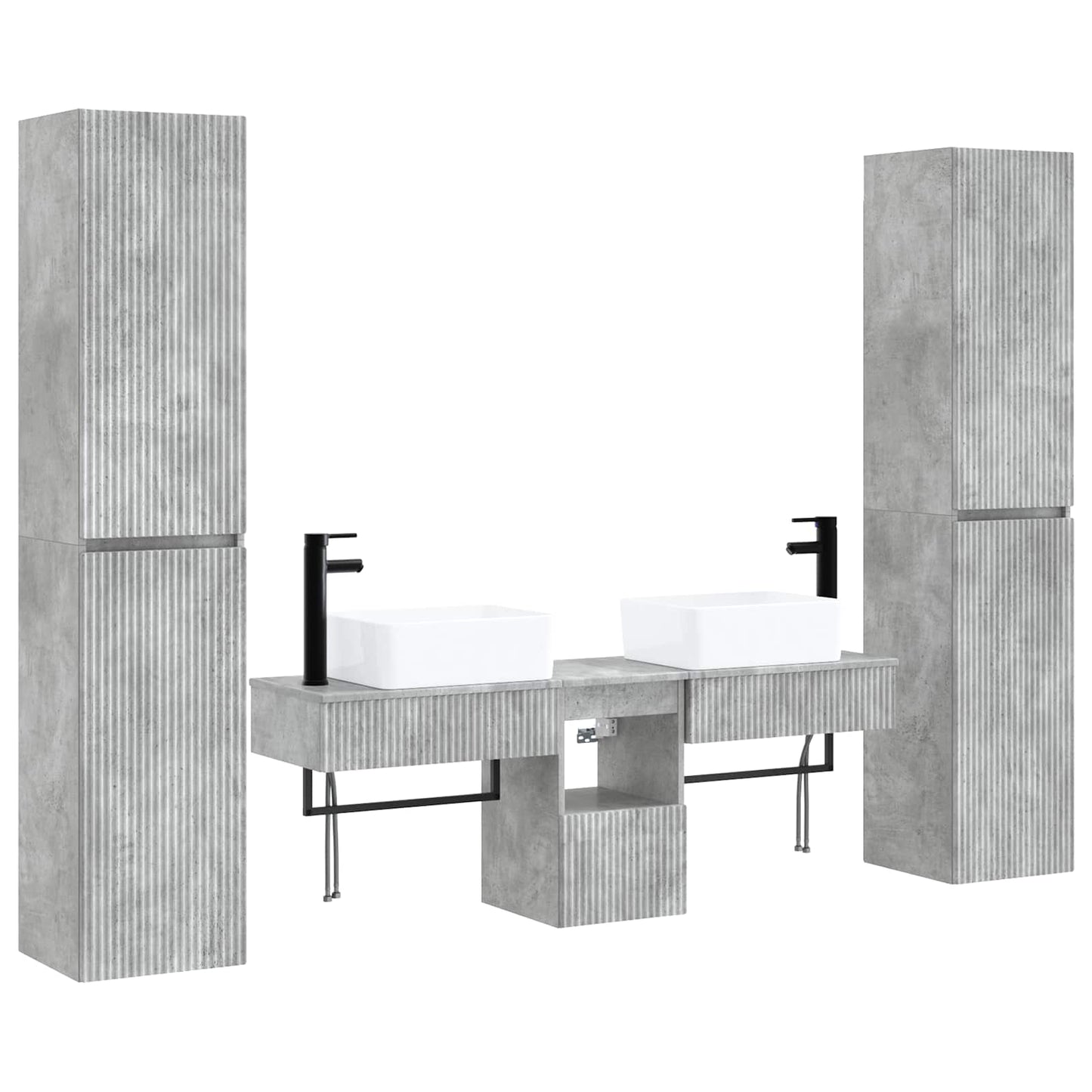 vidaXL Bathroom Furniture Set 5 pcs Concrete Grey 33 x 34.5 x 160 cm