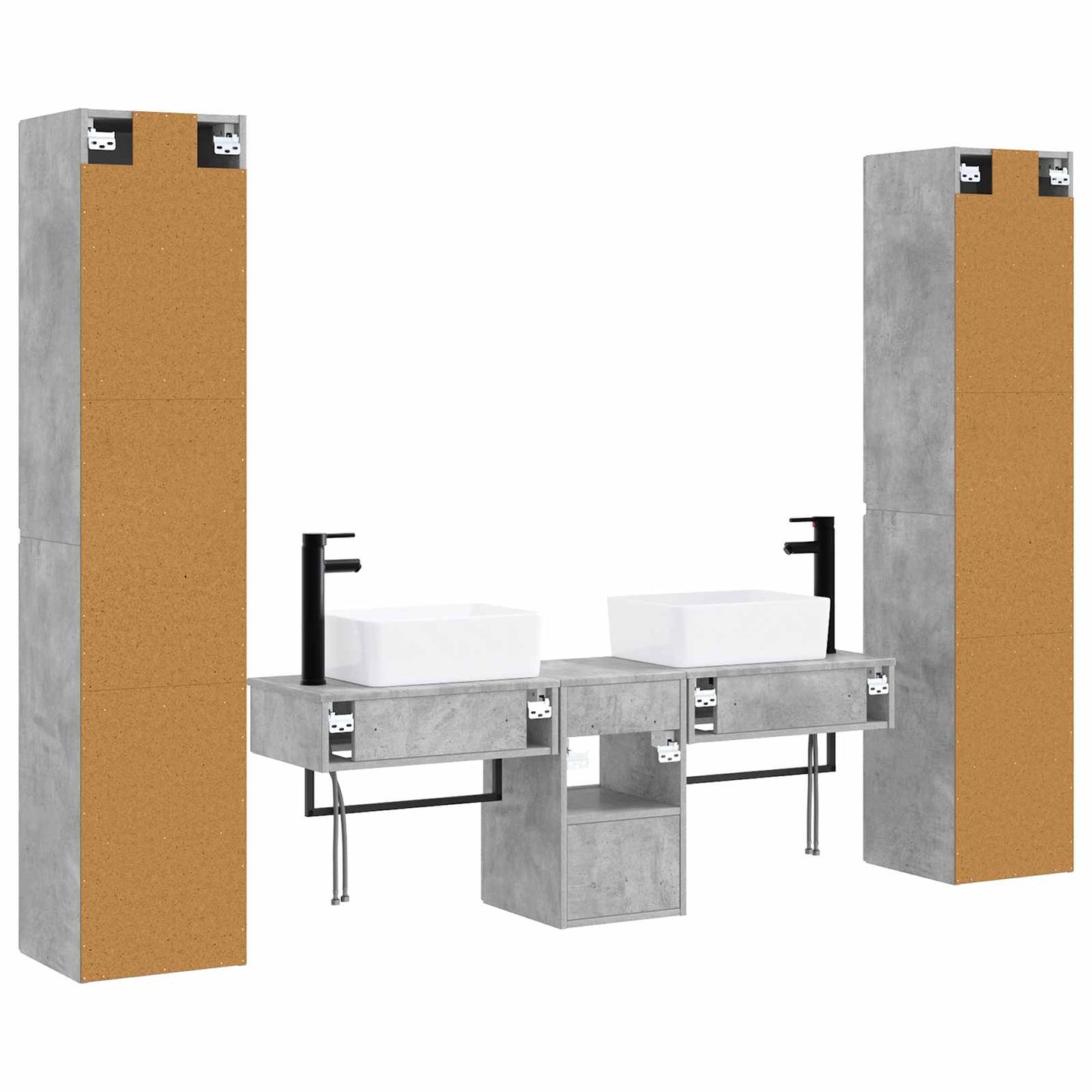 vidaXL Bathroom Furniture Set 5 pcs Concrete Grey 33 x 34.5 x 160 cm