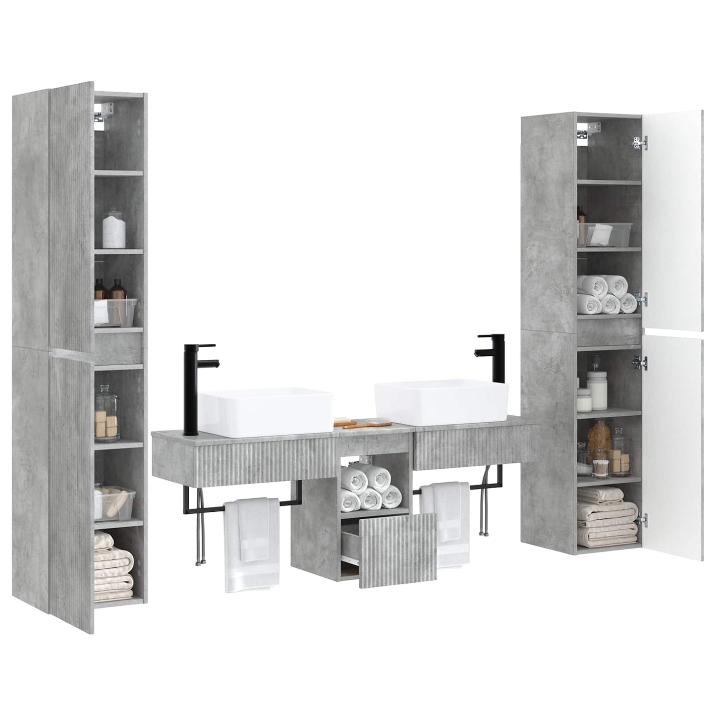 vidaXL Bathroom Furniture Set 5 pcs Concrete Grey 33 x 34.5 x 160 cm