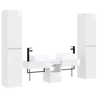 vidaXL Bathroom Furniture Set 5 pcs High Gloss White