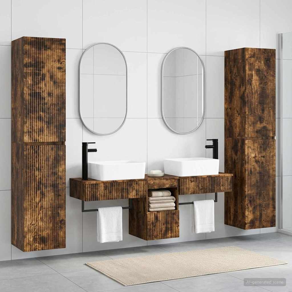 vidaXL Bathroom Furniture Set 5 pcs Smoked Oak 33 x 34.5 x 160 cm