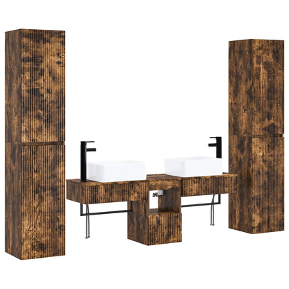 vidaXL Bathroom Furniture Set 5 pcs Smoked Oak 33 x 34.5 x 160 cm