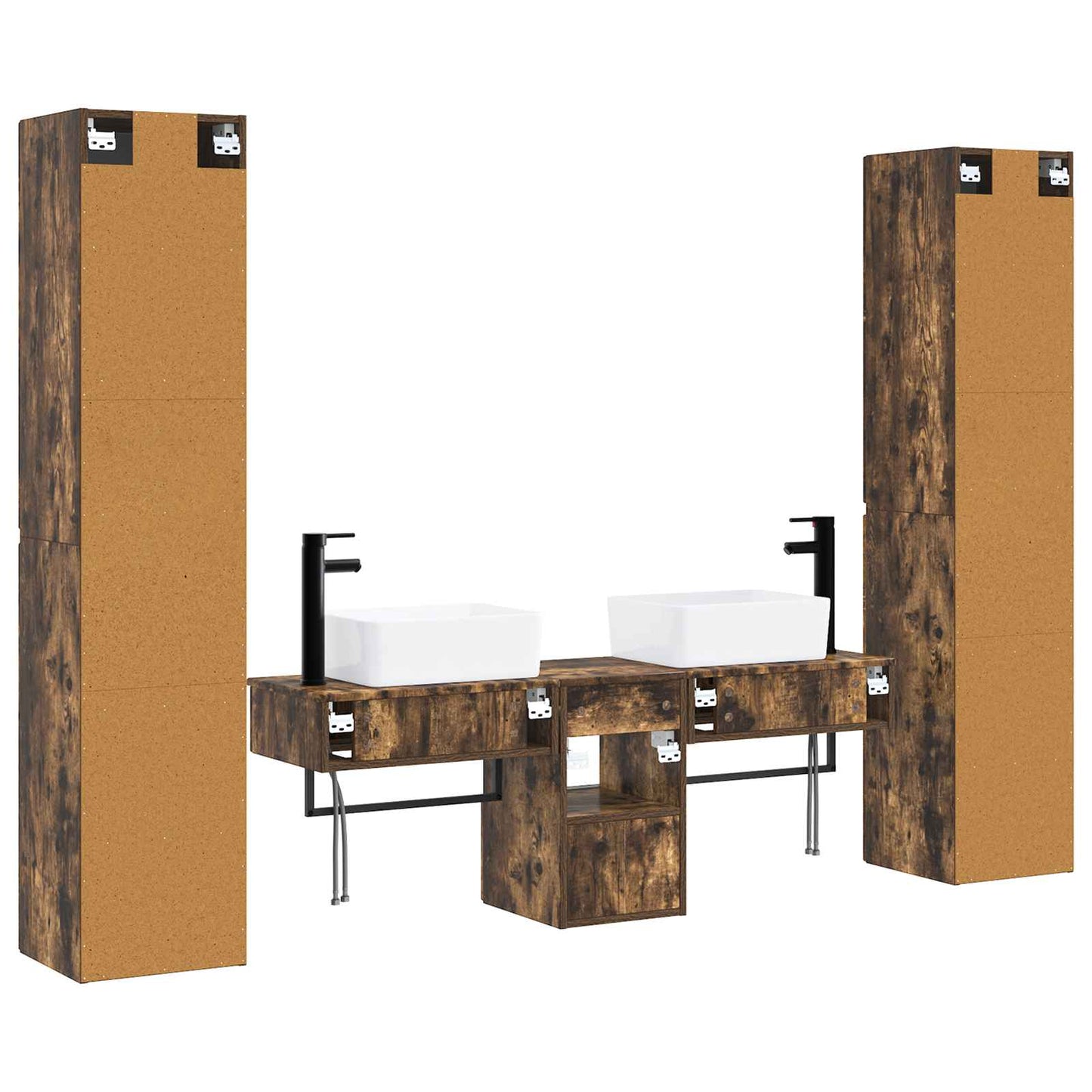 vidaXL Bathroom Furniture Set 5 pcs Smoked Oak 33 x 34.5 x 160 cm