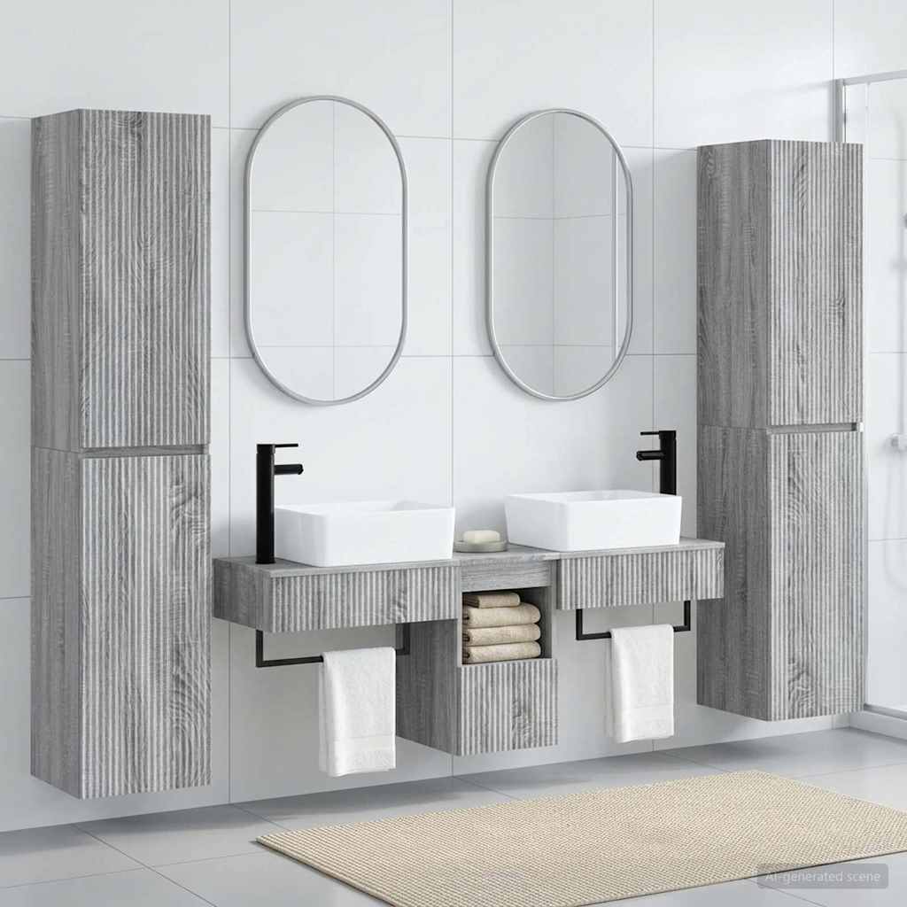 vidaXL Bathroom Furniture Set 5 pcs Grey Sonoma 33 x 34.5 x 160 cm