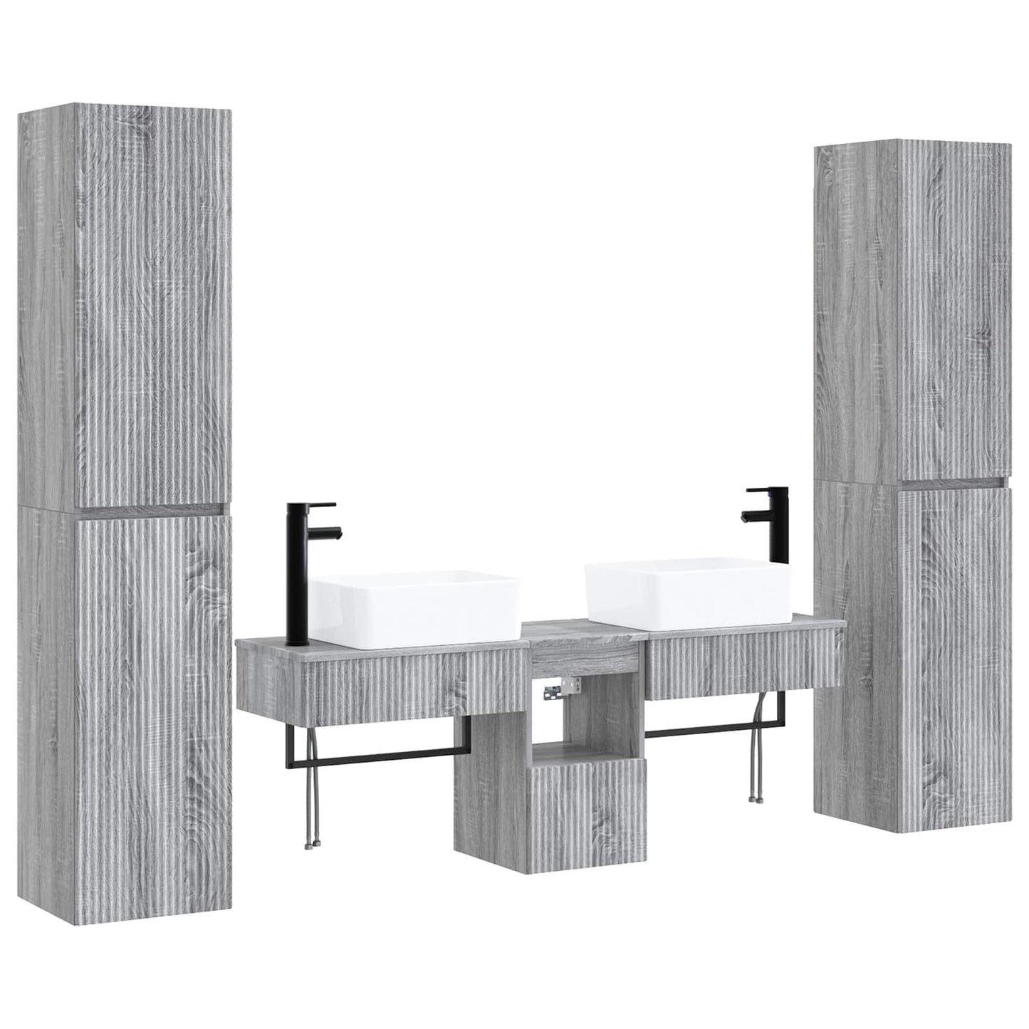 vidaXL Bathroom Furniture Set 5 pcs Grey Sonoma 33 x 34.5 x 160 cm