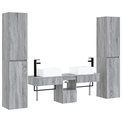 vidaXL Bathroom Furniture Set 5 pcs Grey Sonoma 33 x 34.5 x 160 cm