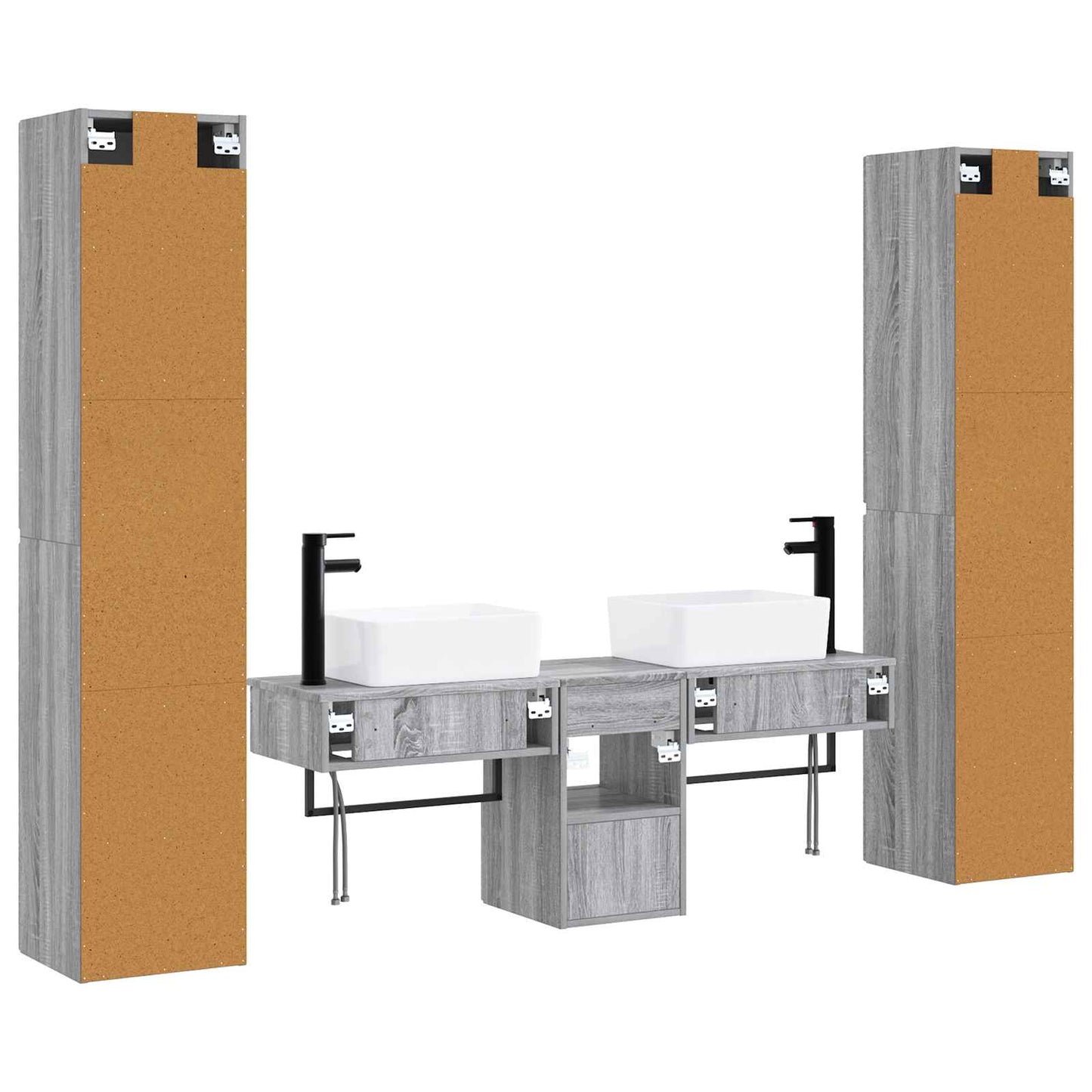 vidaXL Bathroom Furniture Set 5 pcs Grey Sonoma 33 x 34.5 x 160 cm