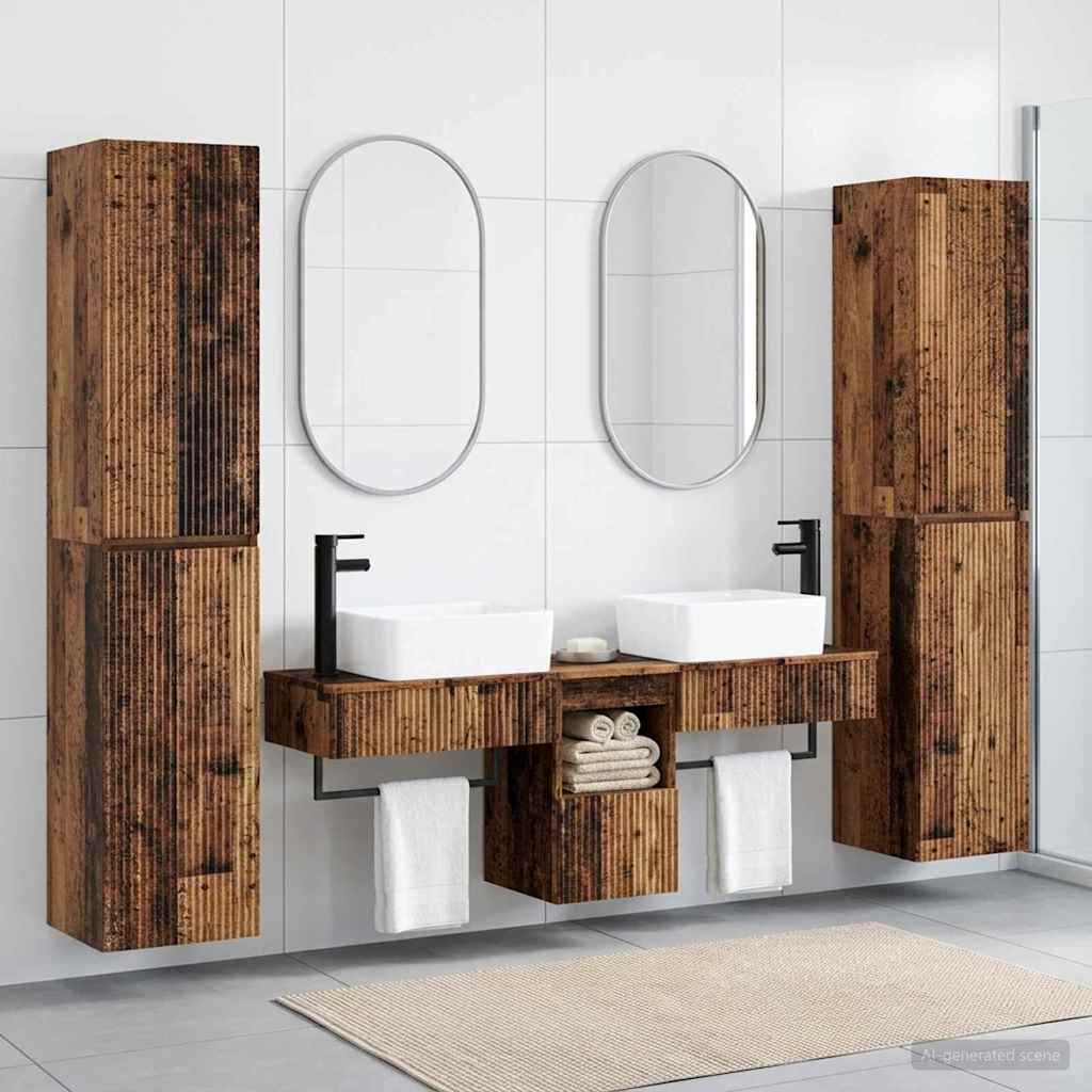 vidaXL Bathroom Furniture Set 5 pcs Old Wood 33 x 34.5 x 160 cm