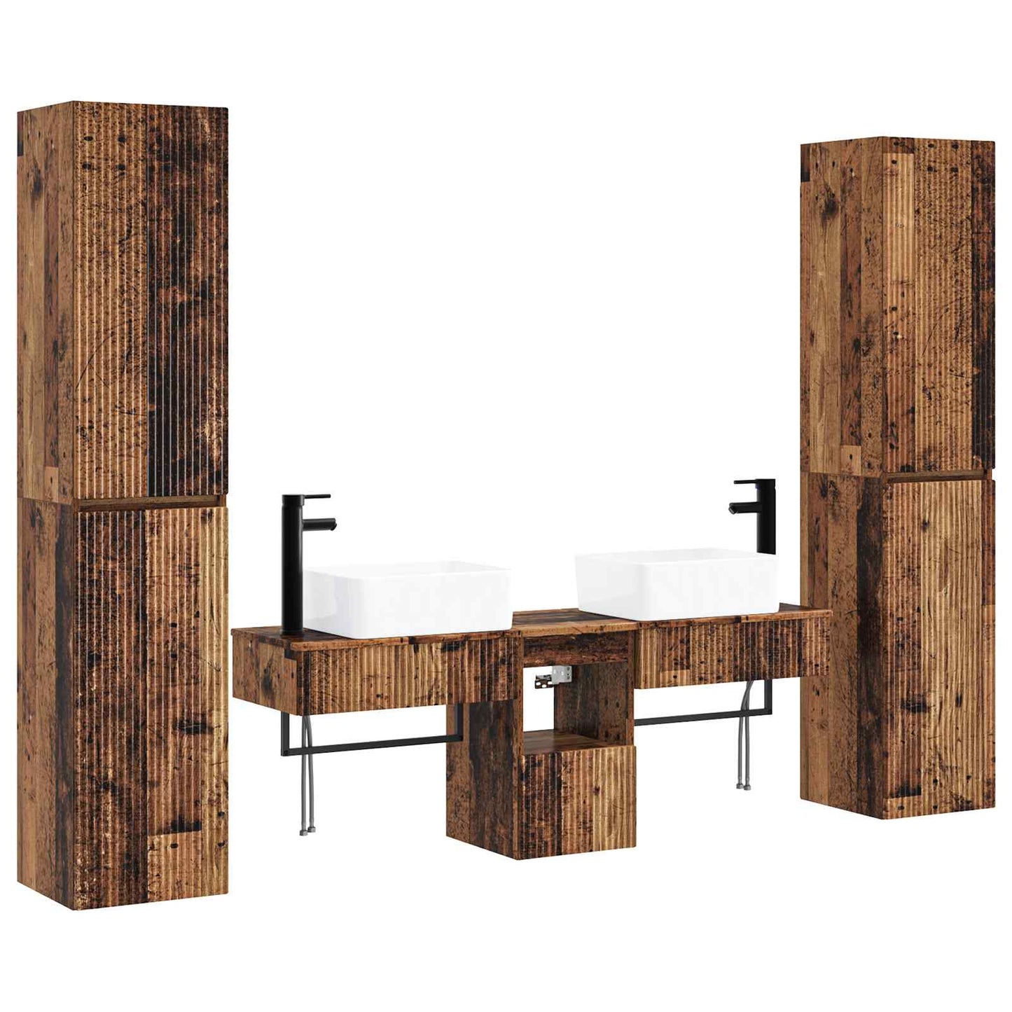 vidaXL Bathroom Furniture Set 5 pcs Old Wood 33 x 34.5 x 160 cm