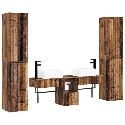 vidaXL Bathroom Furniture Set 5 pcs Old Wood 33 x 34.5 x 160 cm