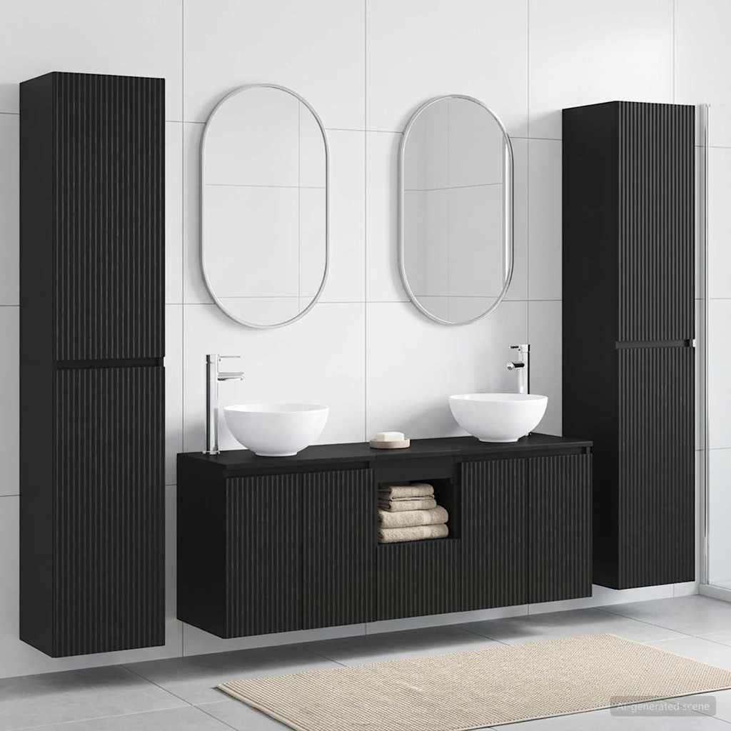vidaXL Bathroom Furniture Set 5 pcs Black 33 x 34.5 x 160 cm