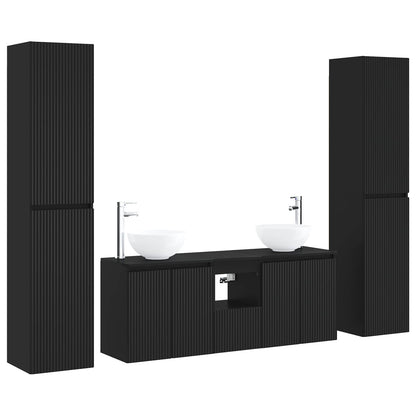 vidaXL Bathroom Furniture Set 5 pcs Black 33 x 34.5 x 160 cm