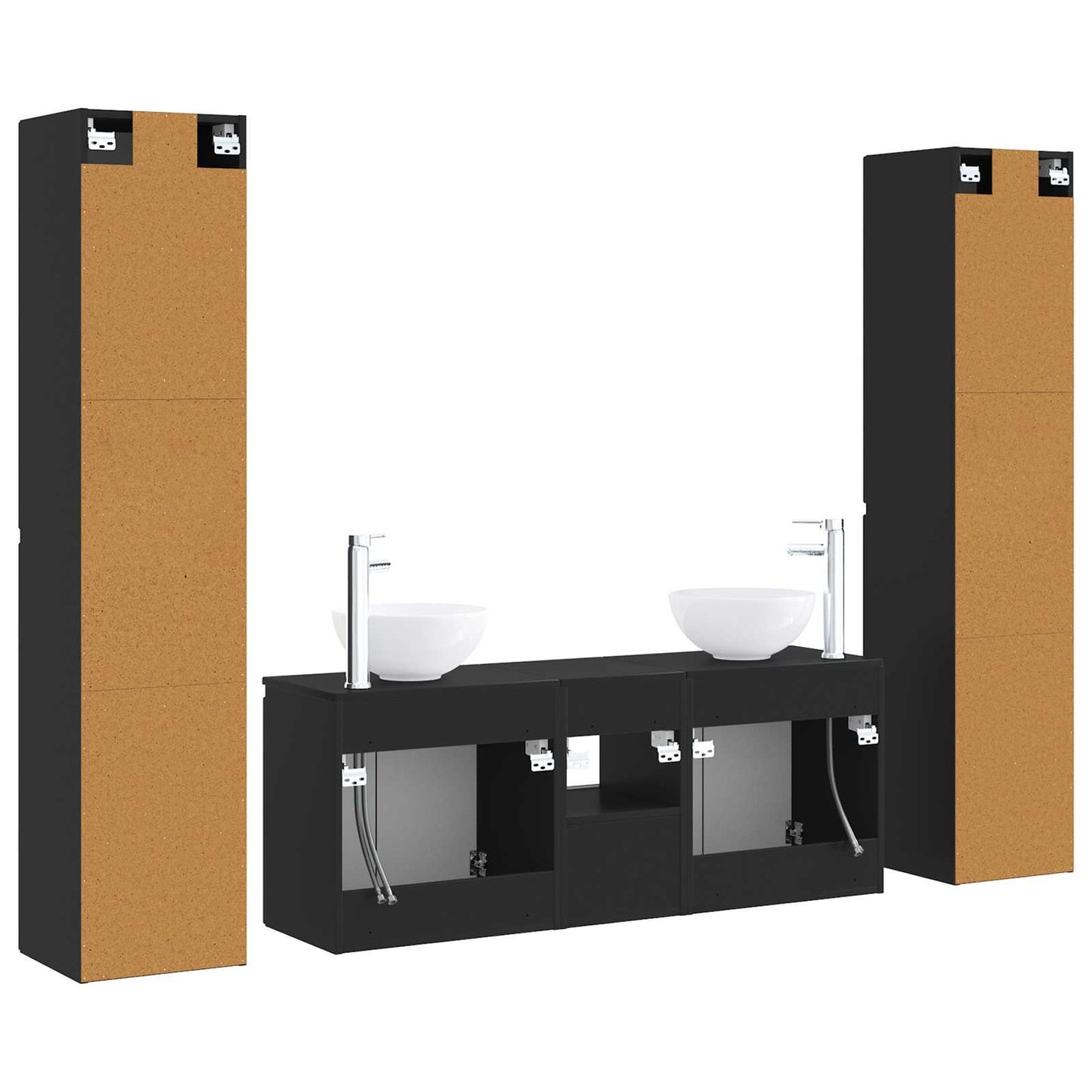 vidaXL Bathroom Furniture Set 5 pcs Black 33 x 34.5 x 160 cm