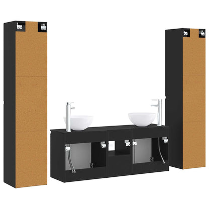 vidaXL Bathroom Furniture Set 5 pcs Black 33 x 34.5 x 160 cm
