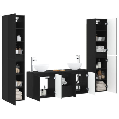 vidaXL Bathroom Furniture Set 5 pcs Black 33 x 34.5 x 160 cm