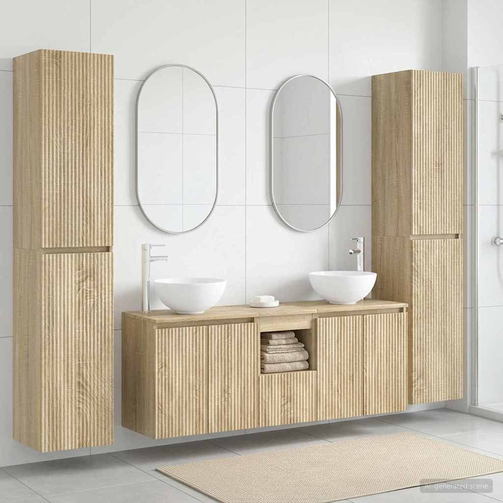 vidaXL Bathroom Furniture Set 5 pcs Sonoma Oak 33 x 34.5 x 160 cm