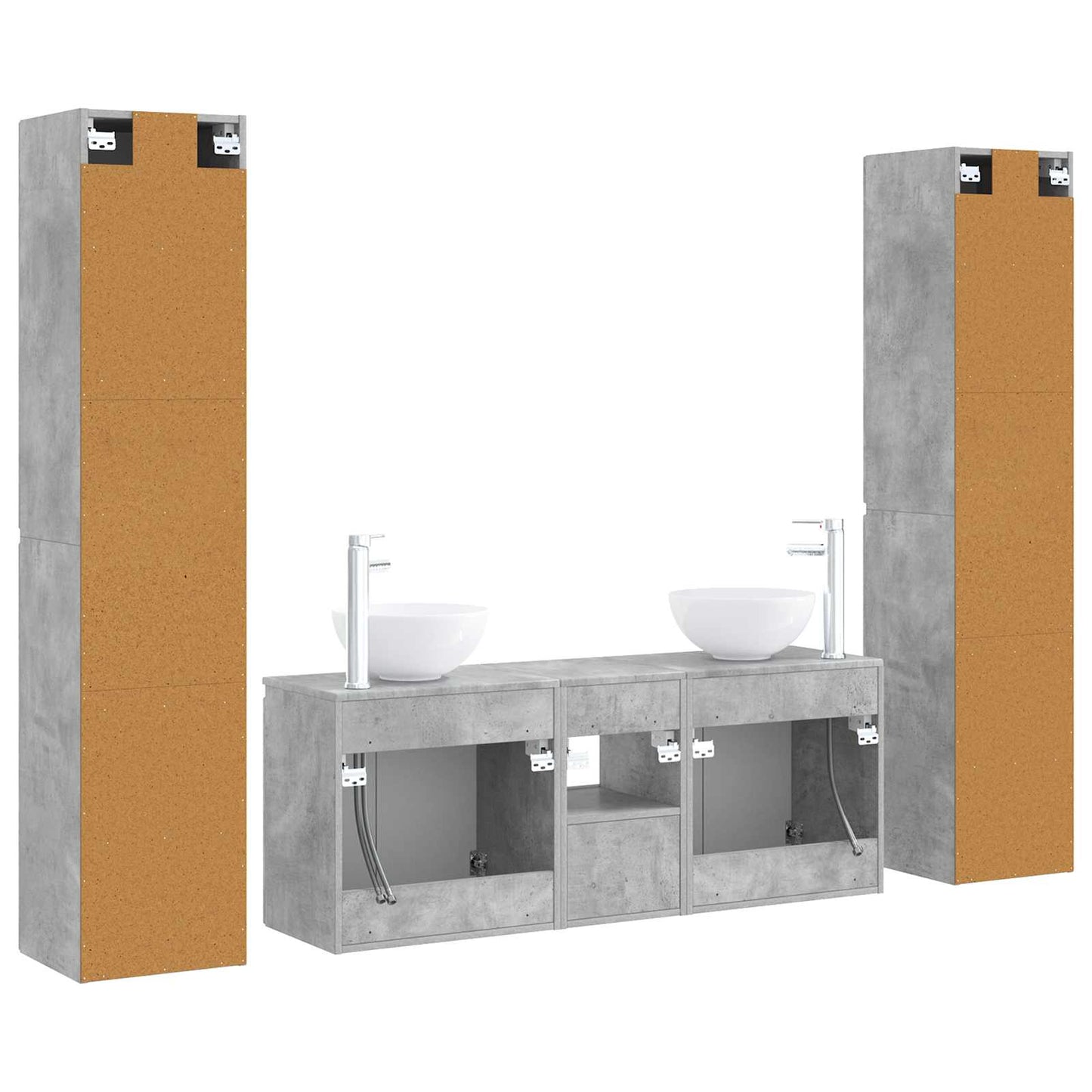 vidaXL Bathroom Furniture Set 5 pcs Concrete Grey 33 x 34.5 x 160 cm