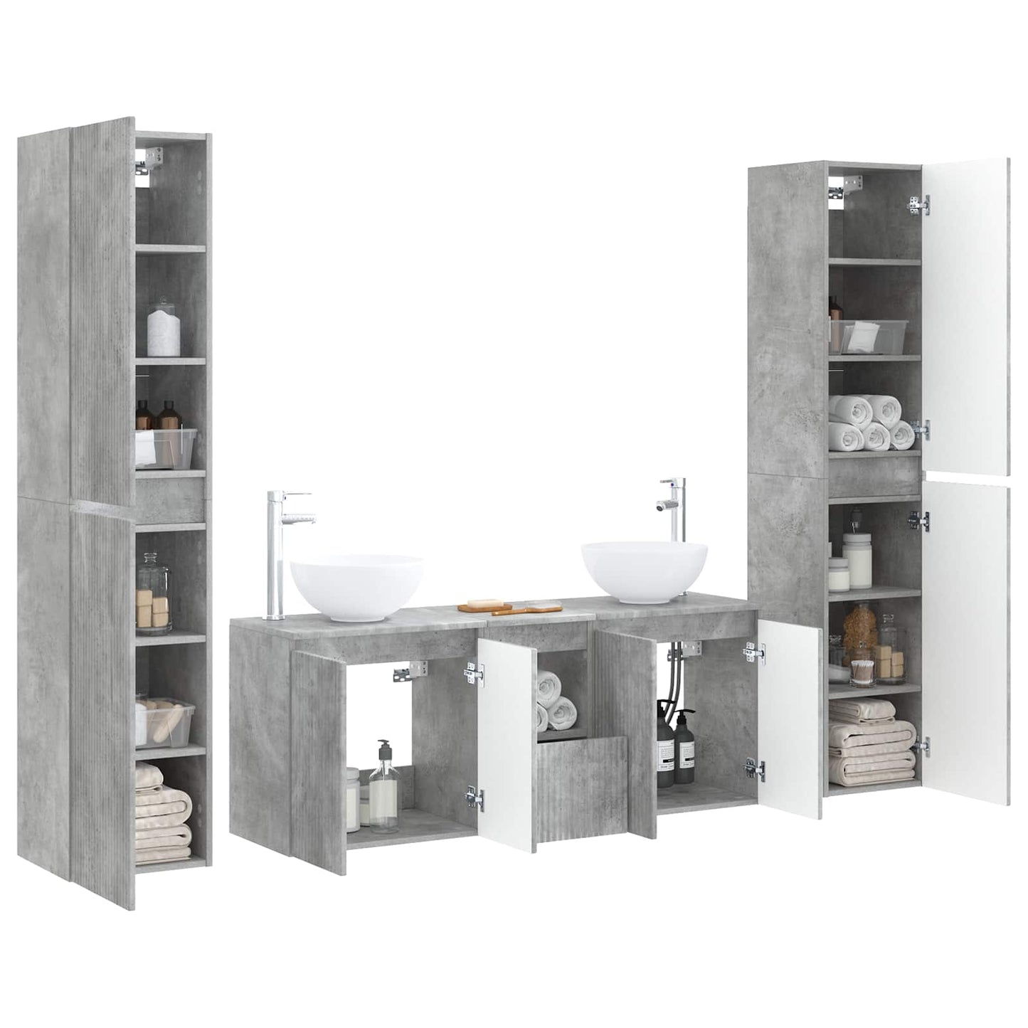 vidaXL Bathroom Furniture Set 5 pcs Concrete Grey 33 x 34.5 x 160 cm