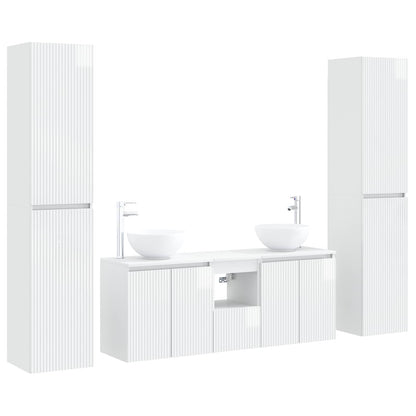 vidaXL Bathroom Furniture Set 5 pcs High Gloss White