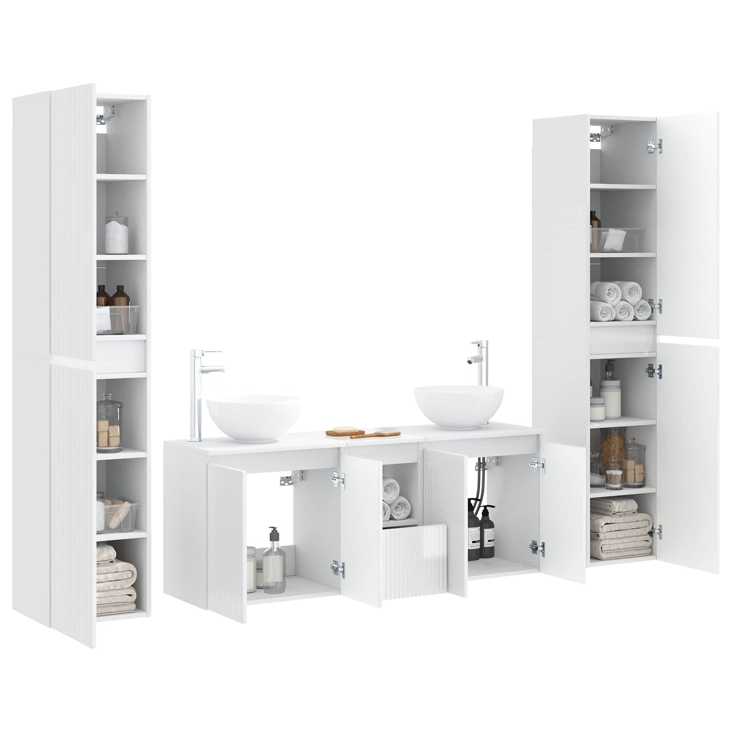 vidaXL Bathroom Furniture Set 5 pcs High Gloss White