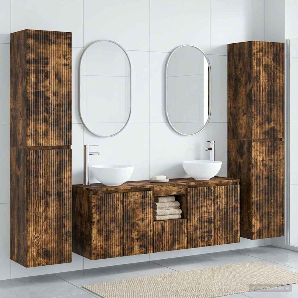 vidaXL Bathroom Furniture Set 5 pcs Smoked Oak 33 x 34.5 x 160 cm