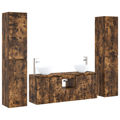 vidaXL Bathroom Furniture Set 5 pcs Smoked Oak 33 x 34.5 x 160 cm