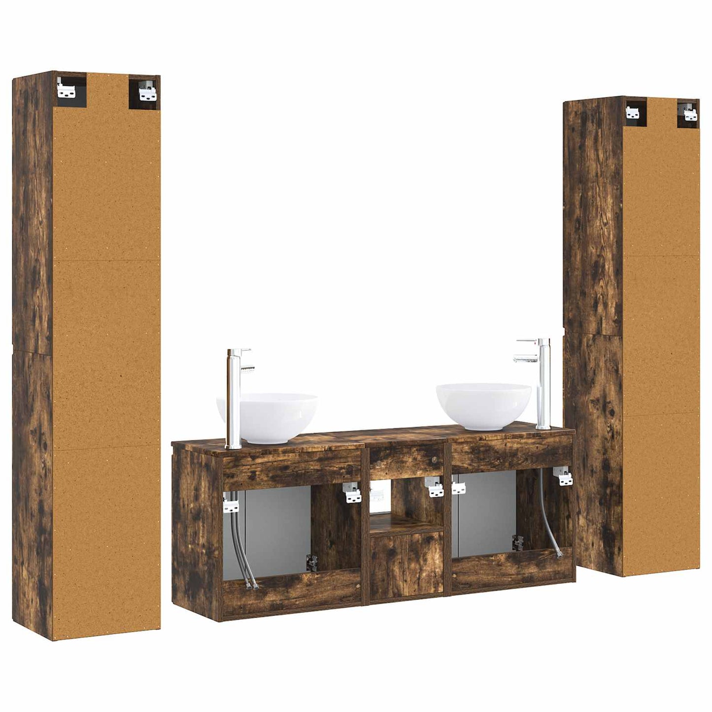 vidaXL Bathroom Furniture Set 5 pcs Smoked Oak 33 x 34.5 x 160 cm