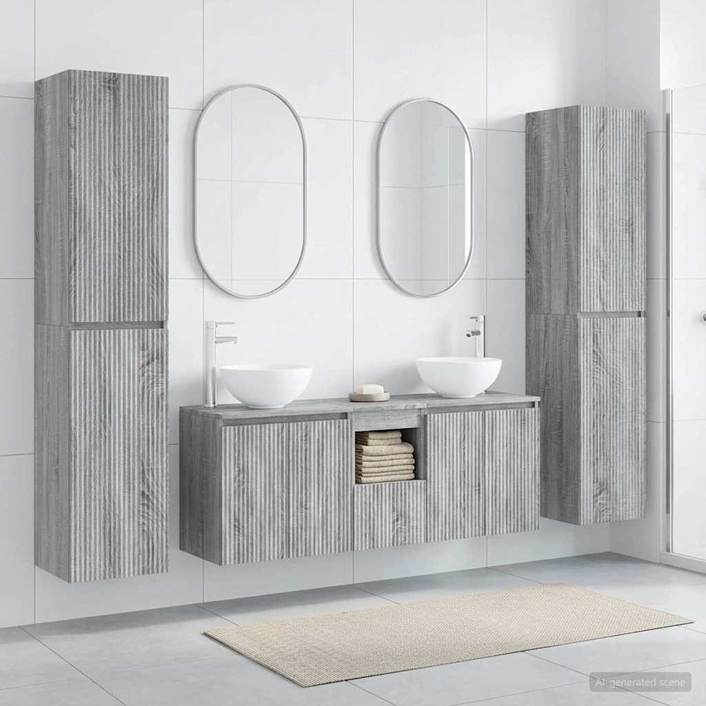 vidaXL Bathroom Furniture Set 5 pcs Grey Sonoma 33 x 34.5 x 160 cm