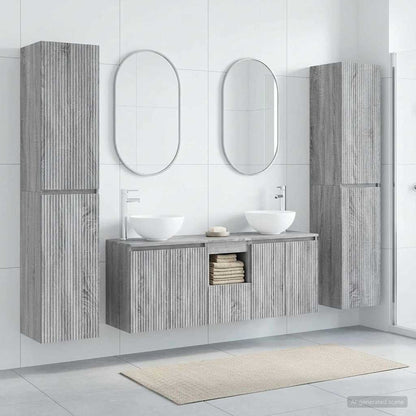 vidaXL Bathroom Furniture Set 5 pcs Grey Sonoma 33 x 34.5 x 160 cm