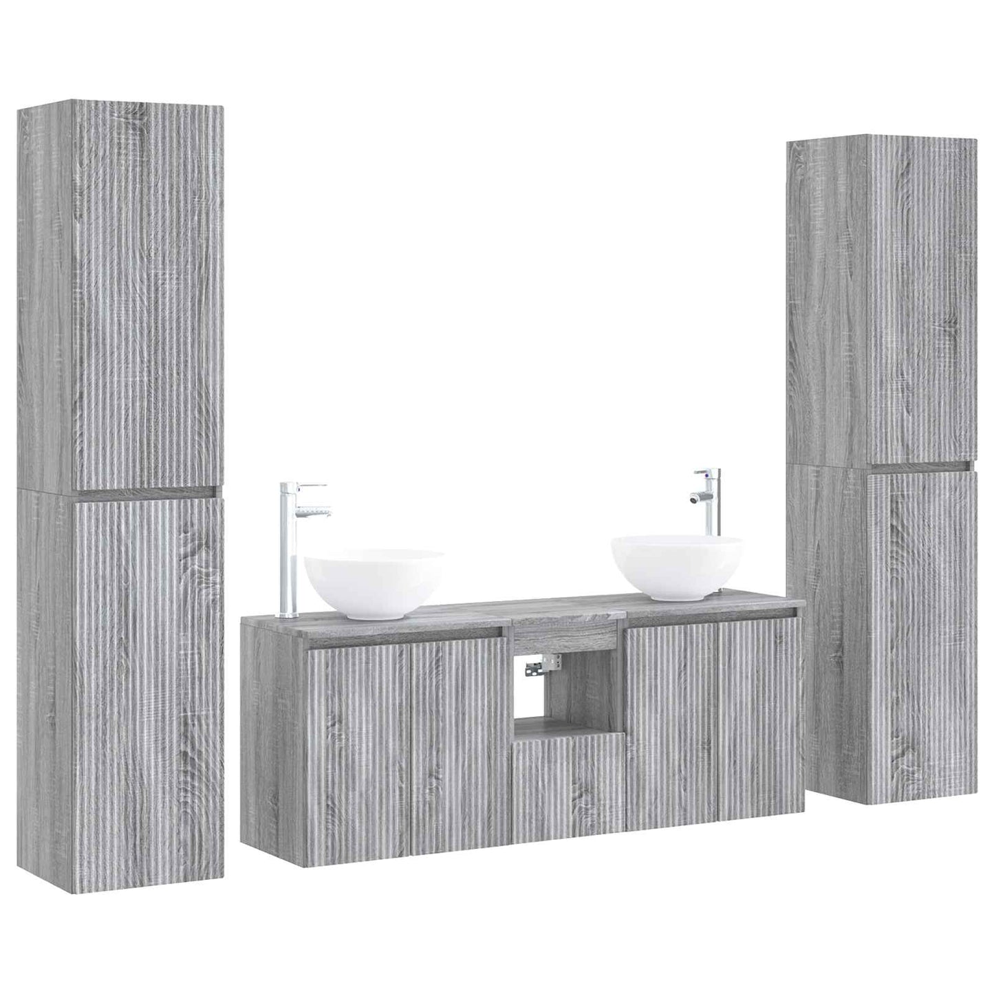 vidaXL Bathroom Furniture Set 5 pcs Grey Sonoma 33 x 34.5 x 160 cm