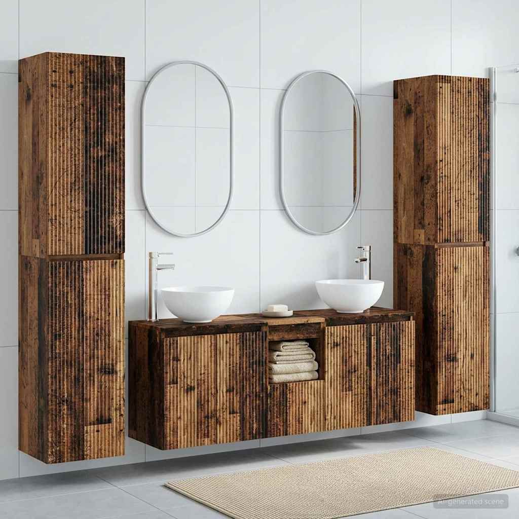 vidaXL Bathroom Furniture Set 5 pcs Old Wood 33 x 34.5 x 160 cm