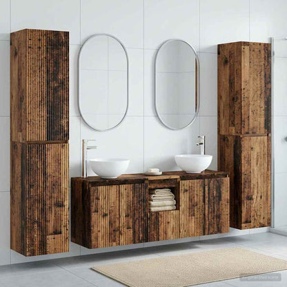 vidaXL Bathroom Furniture Set 5 pcs Old Wood 33 x 34.5 x 160 cm