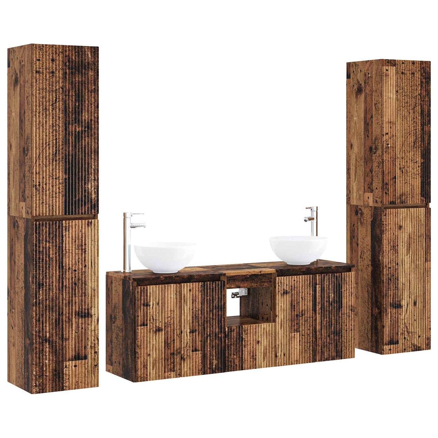 vidaXL Bathroom Furniture Set 5 pcs Old Wood 33 x 34.5 x 160 cm