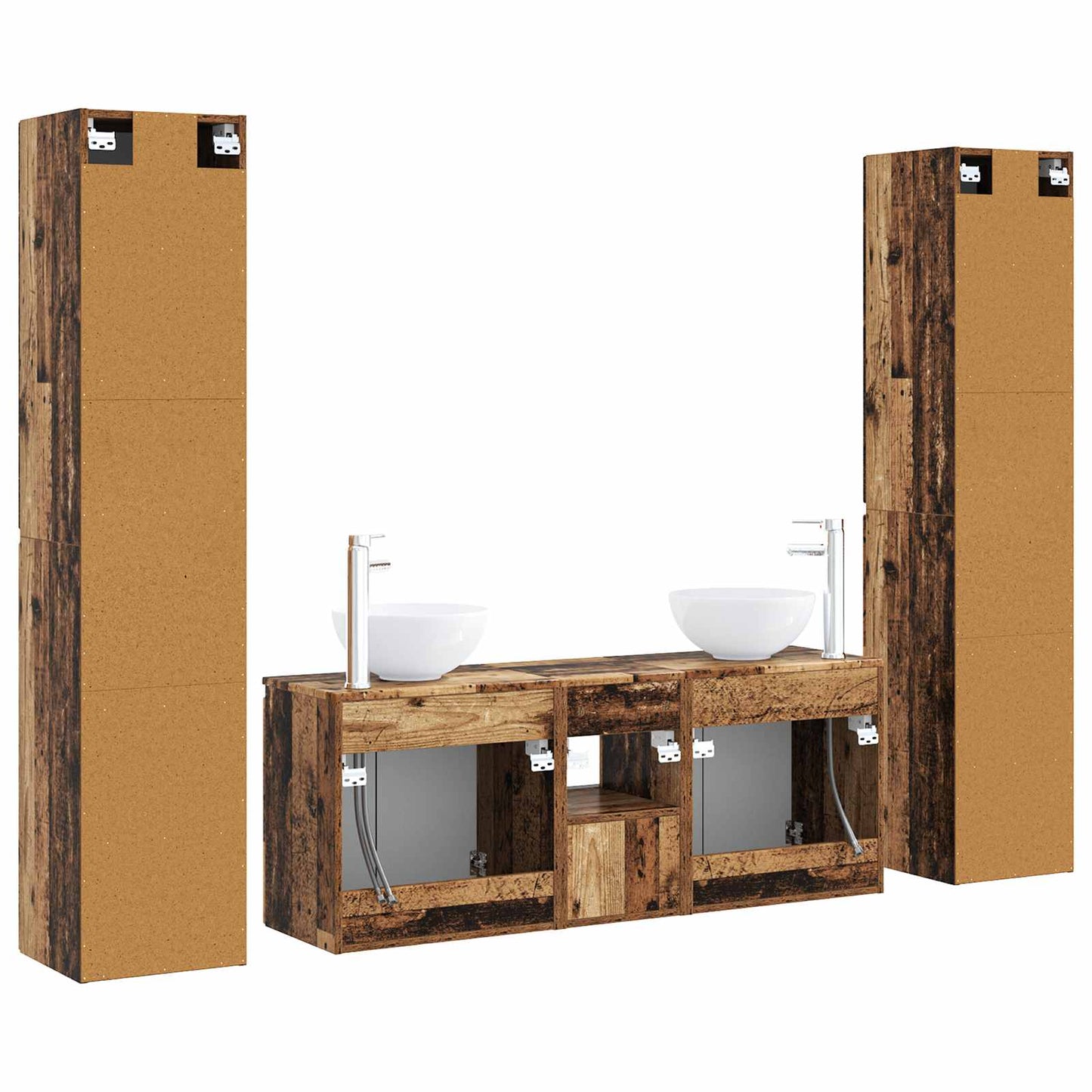 vidaXL Bathroom Furniture Set 5 pcs Old Wood 33 x 34.5 x 160 cm