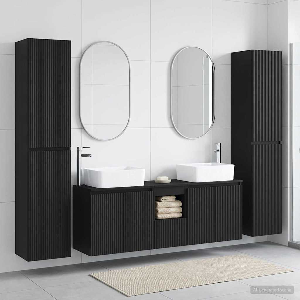 vidaXL Bathroom Furniture Set 5 pcs Black 33 x 34.5 x 160 cm
